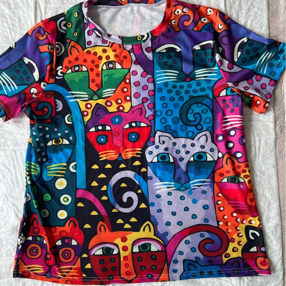 Scrub Top Uniform Cats mod two pockets
